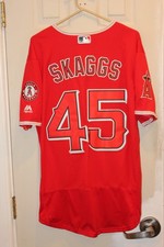 red California / Los Angeles Angels Tyler Skaggs (45) stitched button-down Majes