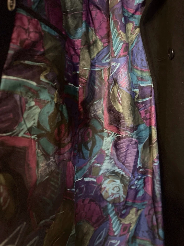 Vintage Alorna Black Wool Blend Long Coat Women’s Made in USA 80s Style XL - Image 4 of 4