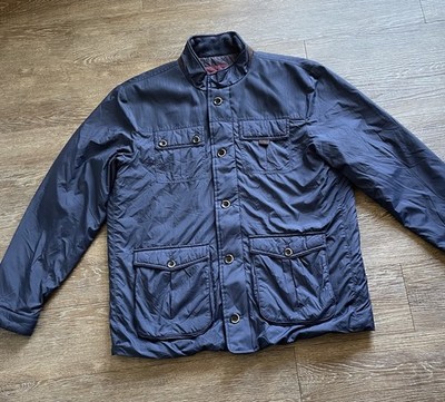 UNTUCKit Hazelton Insulated Jacket Mens Size Large Blue Quilted Snap Up Collared