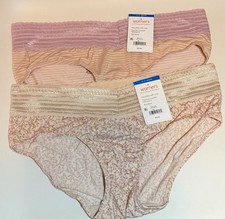 NWT 2 Warners Lace Hipster Panties No Pinching/Problems 5609J Asst. Prints 8/XL