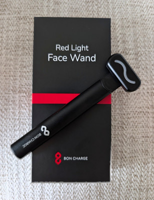 BON CHARGE Red Light Face Wand LED Light Therapy, Portable Rechargeable Black