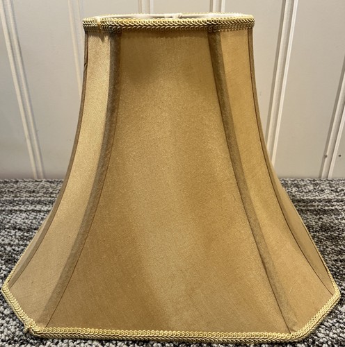 Beautiful VTG Gold Color Lamp Shade Flare Bottom Outside Square Bell 10” X 14”