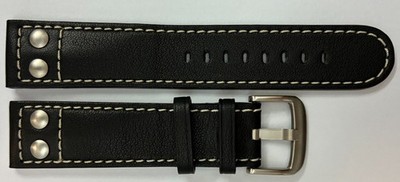 21 mm Union Glashütte/SA Echt Leder Uhrenarmband Schwarz Schließe ohne Logo