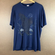 VTG 90s Faded Distressed Jerzees Bald Eagle Single Stitch T-Shirt XL USA
