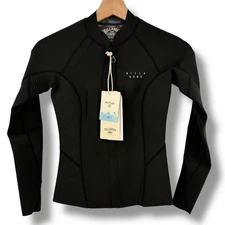 Billabong Peeky Wetsuit Jacket Solid Black Texture Sz XS Zip Front Surf