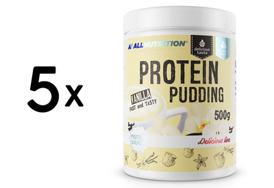 5 x Allnutrition Protein Pudding, Vanilla - 500g (25,98 EUR/kg)