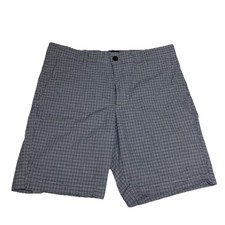 Ben Sherman Shorts Size 32 Mens Chino Blue White Plaid  Regular Fit Stretch Golf