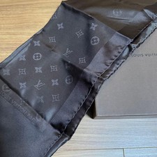 Louis Vuitton Monogram Silk Scarf Brown Fringe 35x118cm