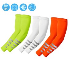 Unisex Cooling Reflective Arm Sleeves Summer Breathable Sun Protection UV Silk