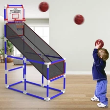 Kids Basketball Game Set with 2 Balls & Hoop for Arcade Game Indoor Outdoor Toys