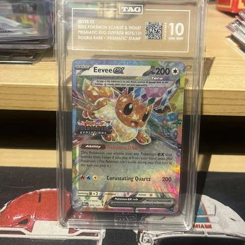 2025 Pokemon Eevee EX Prismatic Evolutions Double Rare #075 Tag 10 Gem Mint