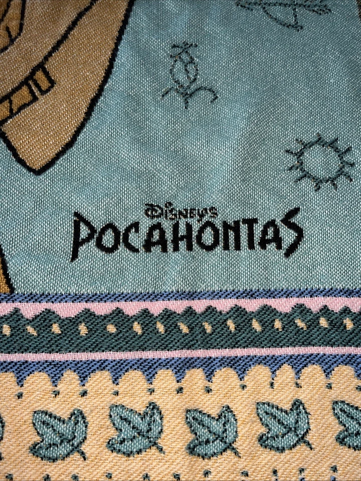 Vintage Disney POCAHONTAS Movie TAPESTRY Blanket Throw 50x58 Fringe BEACON 1995 - Image 3 of 4