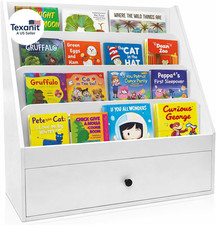 Solid Wood Kids Bookshelf with Multi-Layer,Large Capacity Toddler Bookshelf, Moi