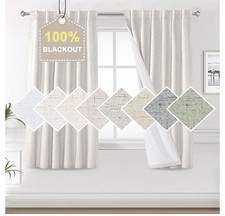 H.VERSAILTEX Faux Linen 100%Blackout 2 Panels 52x63L” IVORY