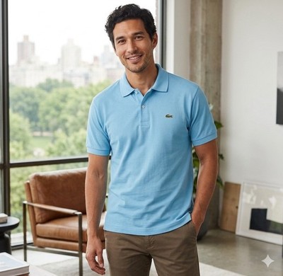 Lacoste Men's Size 6 Blue Polo Shirt 100% Cotton Embroidered Logo France XL