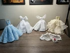 Lot Of 4 VINTAGE Barbie Clone Ball Prom Gowns Wedding Dresses Lace Bouquet Veil