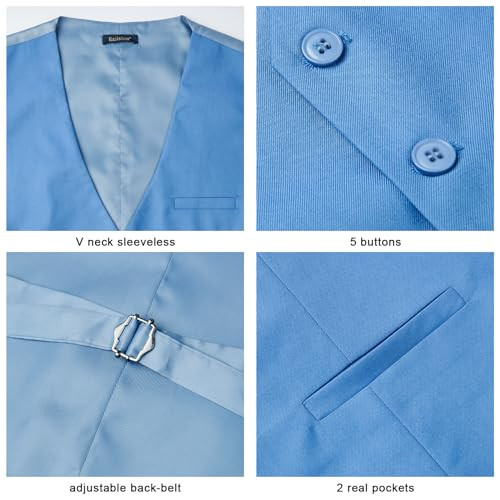 Traje Chaleco Hombre Negocios Formal Vestido Chaleco Color Sólido Grande Azul-b2 - Imagen 4 de 6