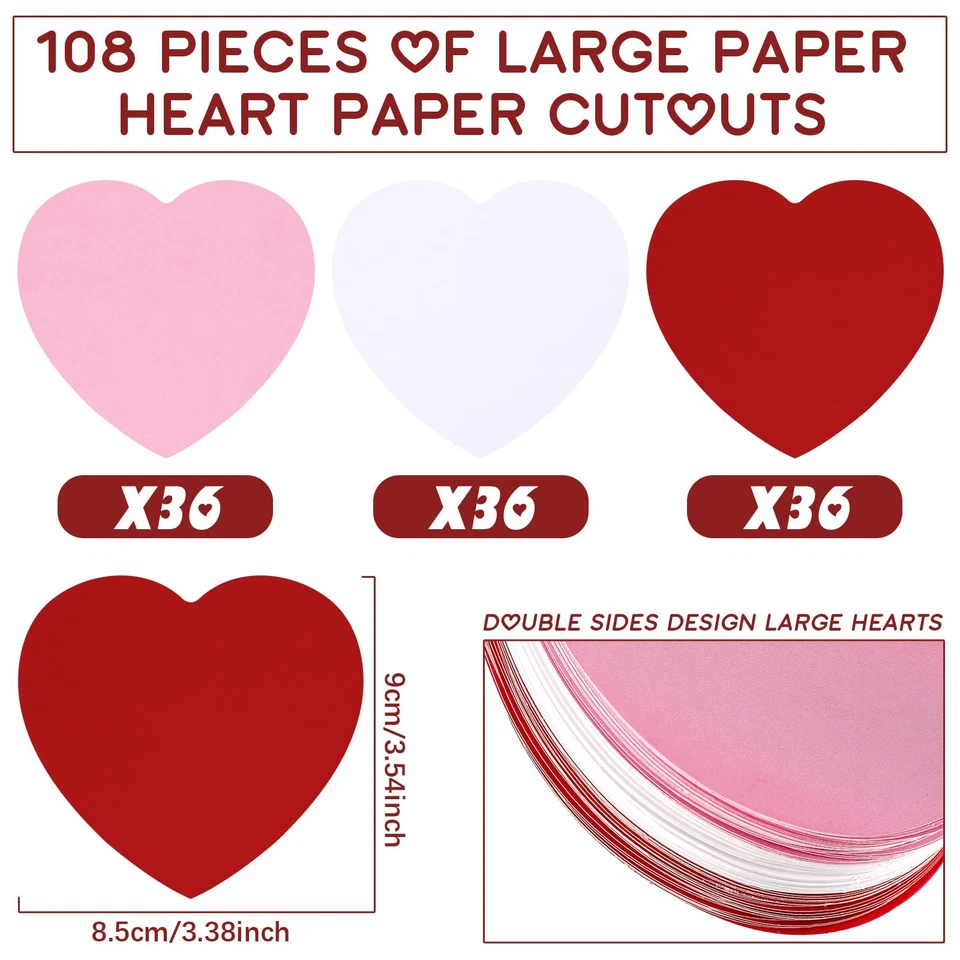 108 Piezas Recortes de Corazón Papel Tablón de Anuncios Decoración Aula Corazón Troquelado... Foto 2 de 4