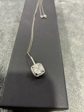 Silver Tone Metal Cable Chain Necklace Square...