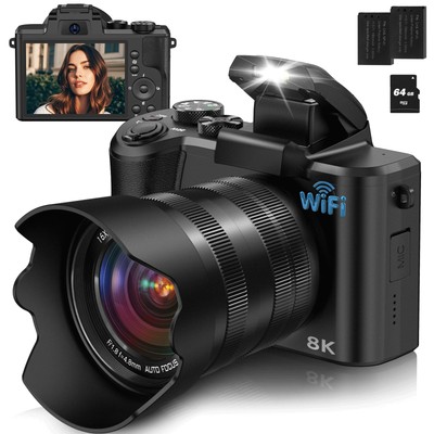 8K Digital Camera, 88MP Cameras for Photography with WiFi & Touch Screen, 16X...