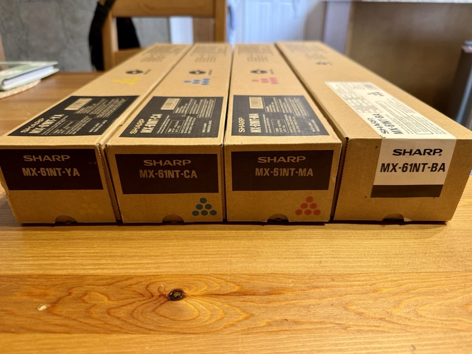 Juego completo de 4 | TONER ORIGINAL SHARP MX-61NT | CIAN MAGENTA AMARILLO NEGRO | NUEVO Foto 2 de 4