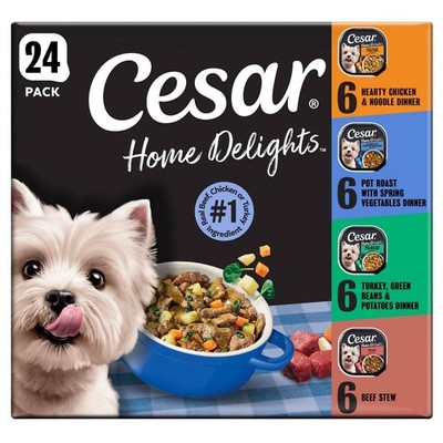 Cesar Home Delights Wet Dog Food   24ct,3.5oz, Chicken/Beef Variety, Small Breed