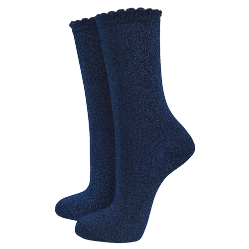 Sock Talk Ankle Socks - Blue Black socks with glitter - shimmer lurex, glittery - Picture 1 of 4