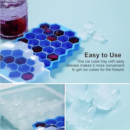 Ice Cube Trays for Freezer with Lid-37 Grid Silicone for Small Ice 1 Pack Blue - Bild 4 von 6