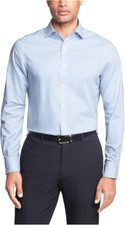 Tommy Hilfiger Men's TH Flex Regular Fit Dress Shirt, Blue, S 14.5 32/33