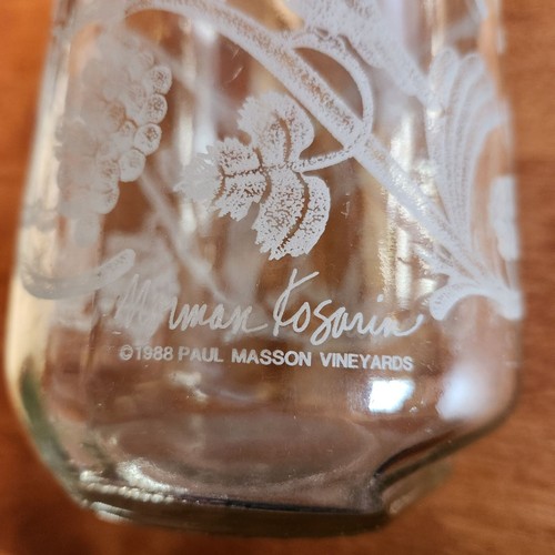 VTG 1988 Norman Kosarin Paul Masson Etched Glass Bird Vine Wine Carafe Decanter - Picture 8 of 8