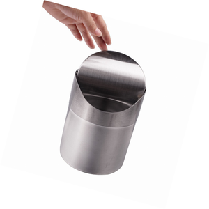 Sanmersen Mini Stainless Countertop Trash Can With Lid Small Desk