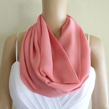Dusty Rose Scarf. Infinity Scarf. Circle Scarf. Loop Scarf. Chiffon Scarf.