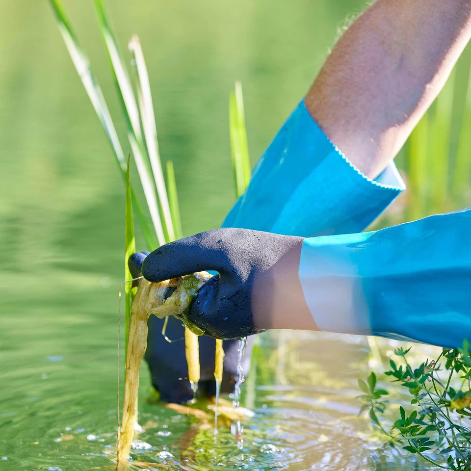 Grip Tech Plus 1 paire de gants longs en caoutchouc nitrile PVC et tricot de ... - Photo 3/4