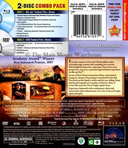 Disney Paris Pariser Ratte Chef Ratatouille Familie Feinschmecker Komödie auf Blu-ray & DVD - Bild 2 von 2