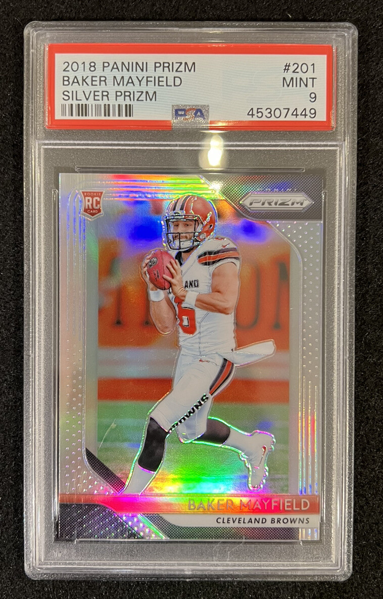 2018 Panini Prizm Silver Baker Mayfield ROOKIE RC #201 PSA 9 MINT