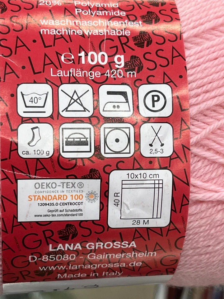 Lana Grossa Meilenweit MERINO UNI 4fach , Sockenwolle, Sw/PA, 100g ca. 420m - Bild 3 von 3