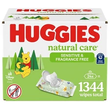 Huggies Natural Care Sensitive Baby Wipes, Fragrance Free, 24 pk., 1344 Wipes