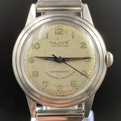 Rare Vintage De Jur Incabloc Antimagnetic Watch Mechanical 7
