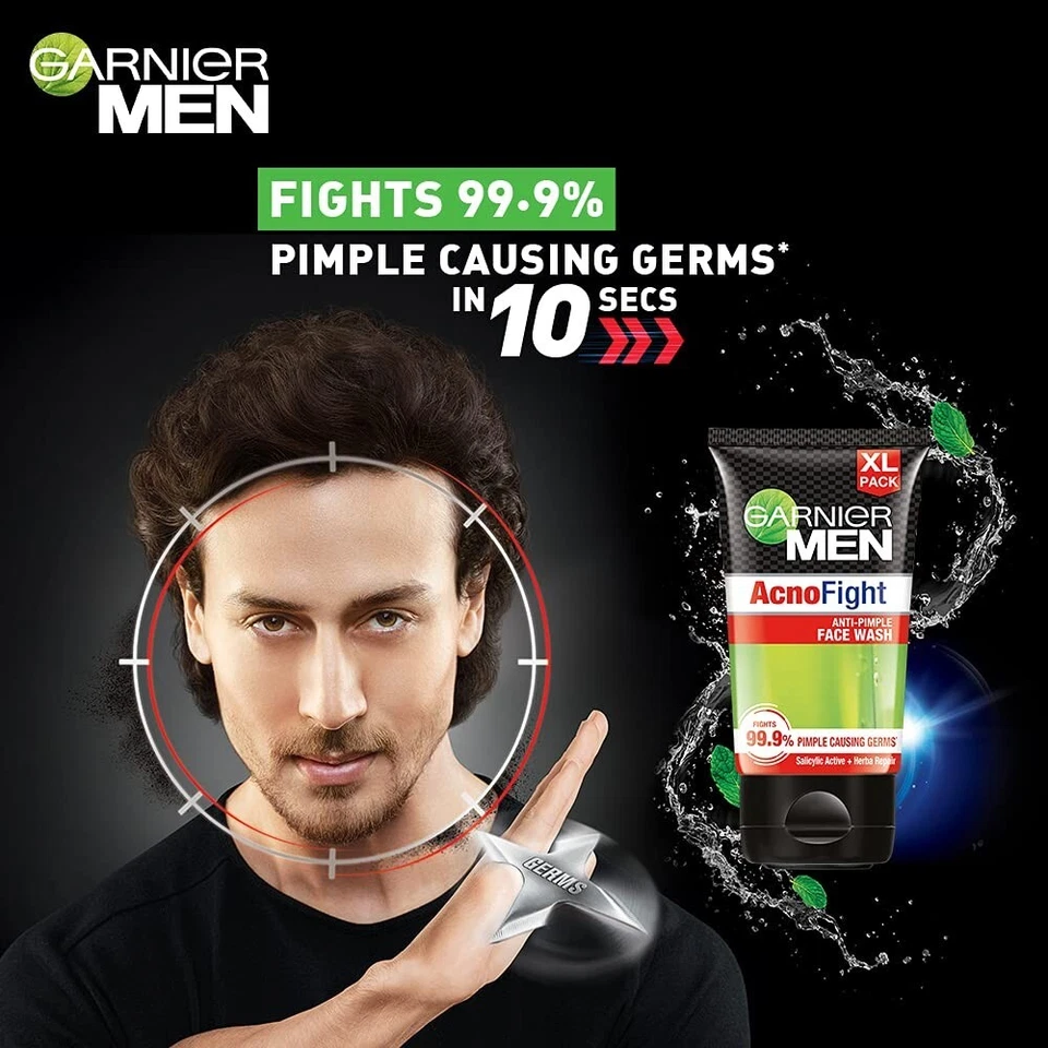 Garnier Men Acno Fight lavado facial para piel propensa a granos y acné, paquete de 2 150 g Foto 2 de 4