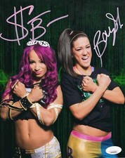 Bayley Sasha Banks DX (8x10) wwe funhouse metallic jsa certed photo signed auto 