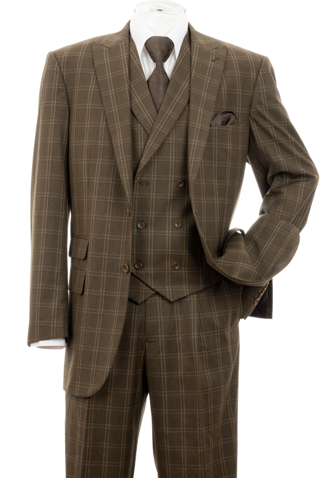 Men's Luxurious Wool Feel SUIT 3-PC w/ VEST Plaid Men's Luxurious Wool Feel SUIT 3-PC w/ VEST Plaid