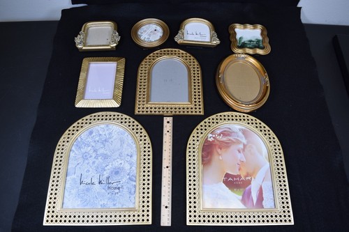 9 Gold Picture Frame Lot - various sizes - Nicole Miller/Tahari brands