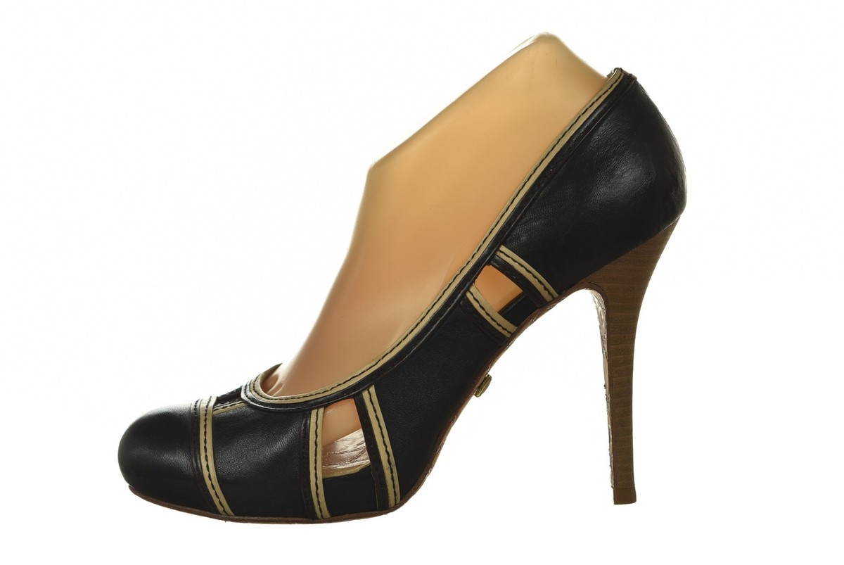 Chaussures à Talons Hauts L.A.M.B. Femme - Pointure US 8.5 M - Noir Cuir - Bout Ouvert - Neuf Sans Boîte