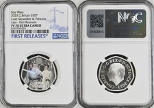 NGC PF70 2023 GREAT BRITAIN STAR WARS LUKE SKYWALKER & PRINCESS LEIA Silver COIN