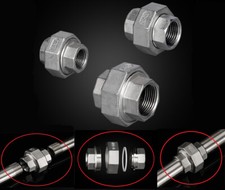 1/4"~1" BSP 304 Stainless Steel Pipe Union Female Tube Fitting Connector Adapter