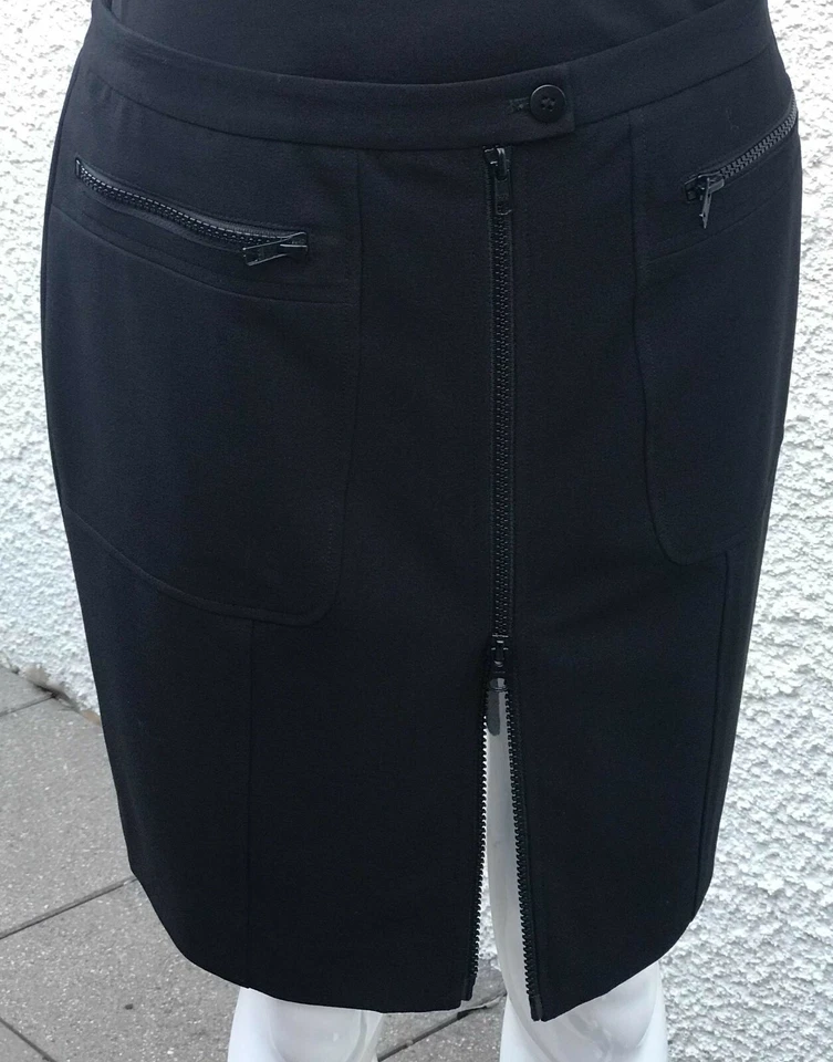 Falda corta negra de diseñador italiano Gigli Elements g con cremallera bidireccional EE. UU. 8P S-M Foto 2 de 4