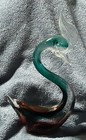 Beautiful Art Glass Swan--Clear, green purple, 9" tall — photo 1