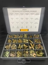 655pcs ASSORTMENT KIT- GRADE 8 BOLT, NUT, WASHER, & LOCK WASHER 5/16” 3/8” 1/2"