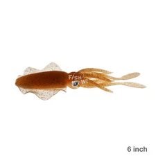 Fish WOW! 6 inch Fishing Chase Squid Skirt Real-like Octopus lure 3D eye Brown