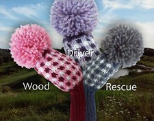 Designer Hand Knit WOOL PLAID Golf Headcovers: Driver, Wood, Utility/Rescue